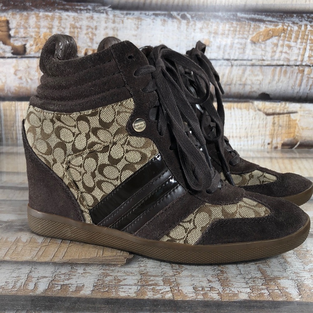 Coach Wedge Sneakers Brown Suede Women’s Size 6 M